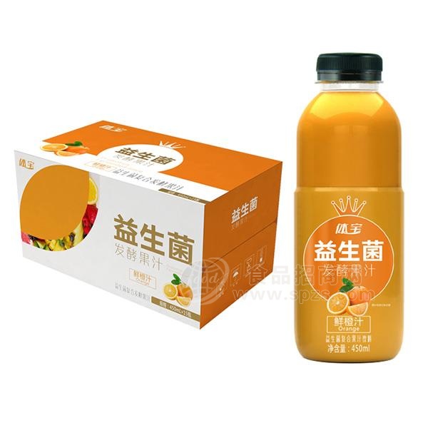 体宝 鲜橙汁益生菌复合发酵果汁  果汁饮料 450ml